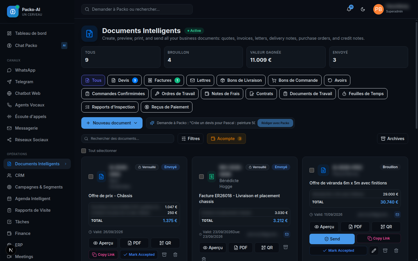 Devis & documents intelligents